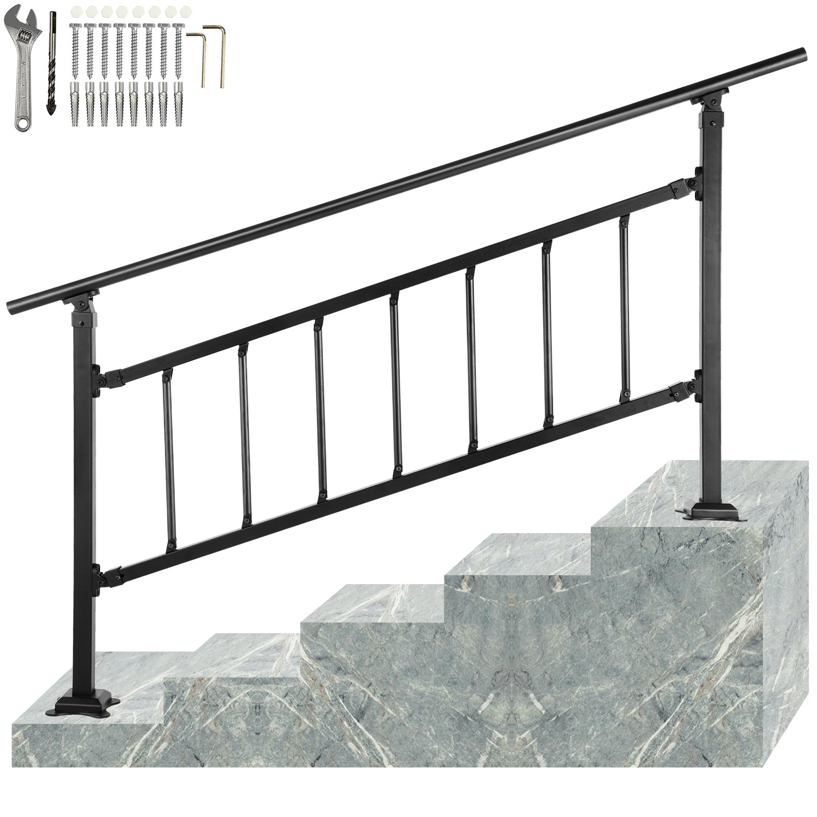 Outdoor Stair Railing, Matte Black