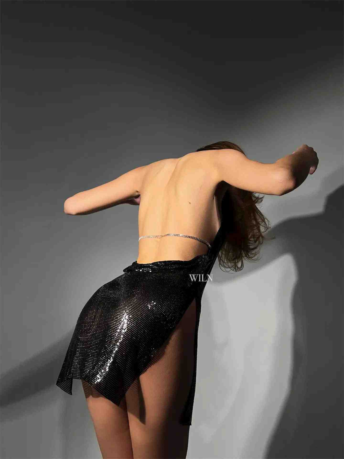 Sexy Silver Mini Dress Women Metallic Partywear Clubwear UK 6-14 Evening Outfit