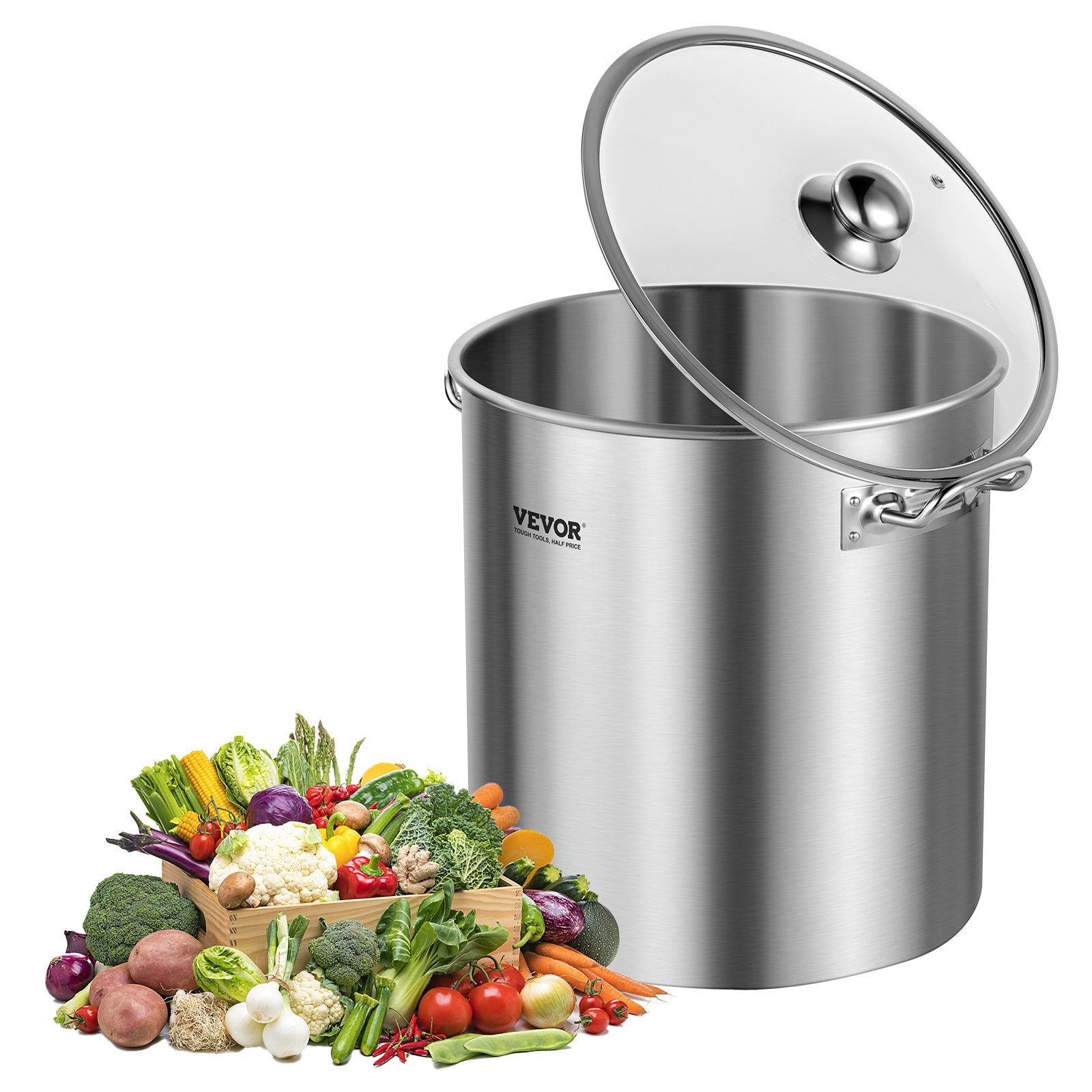 24QT Stainless Steel Stockpot Cooking Kitchen Sauce Pot with Lid Handle