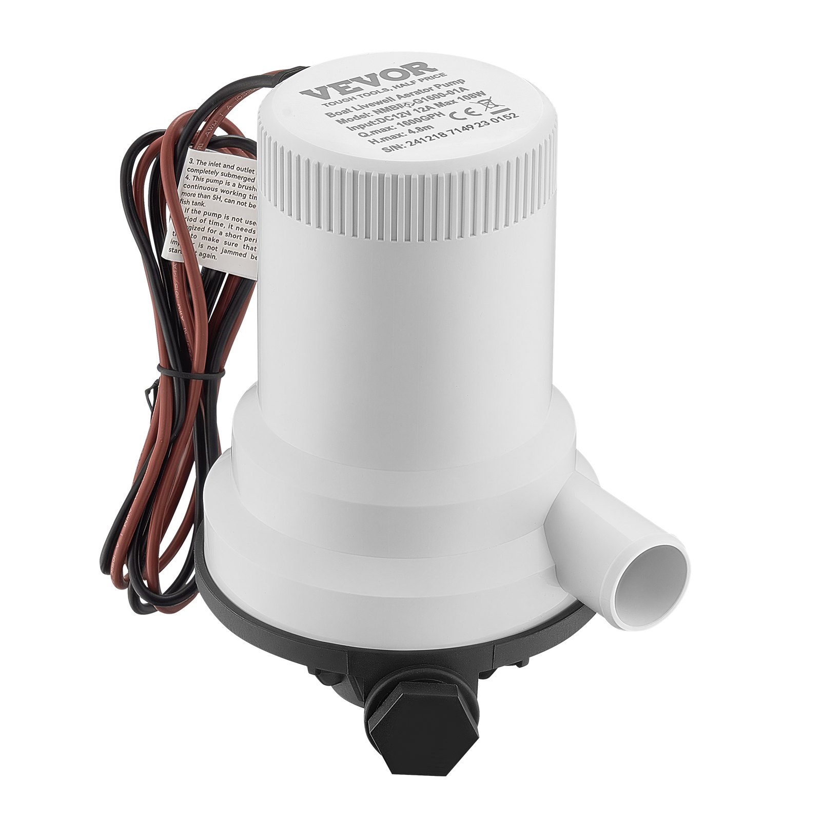 Livewell Pumpe für Boot 12V 1600GPH Livewell Belüfterpumpe gerade 2 Einlässe - Bild 11 von 12