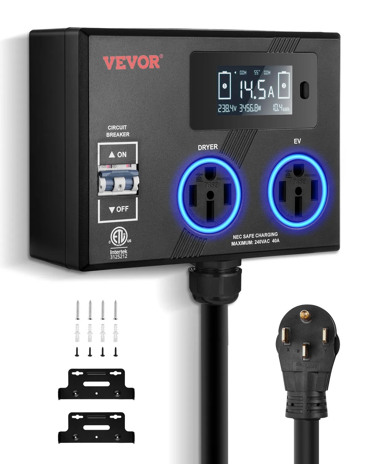 NEMA 14-50 Smart Splitter Dryer EV 240V LCD Dual 14-50 Outlets