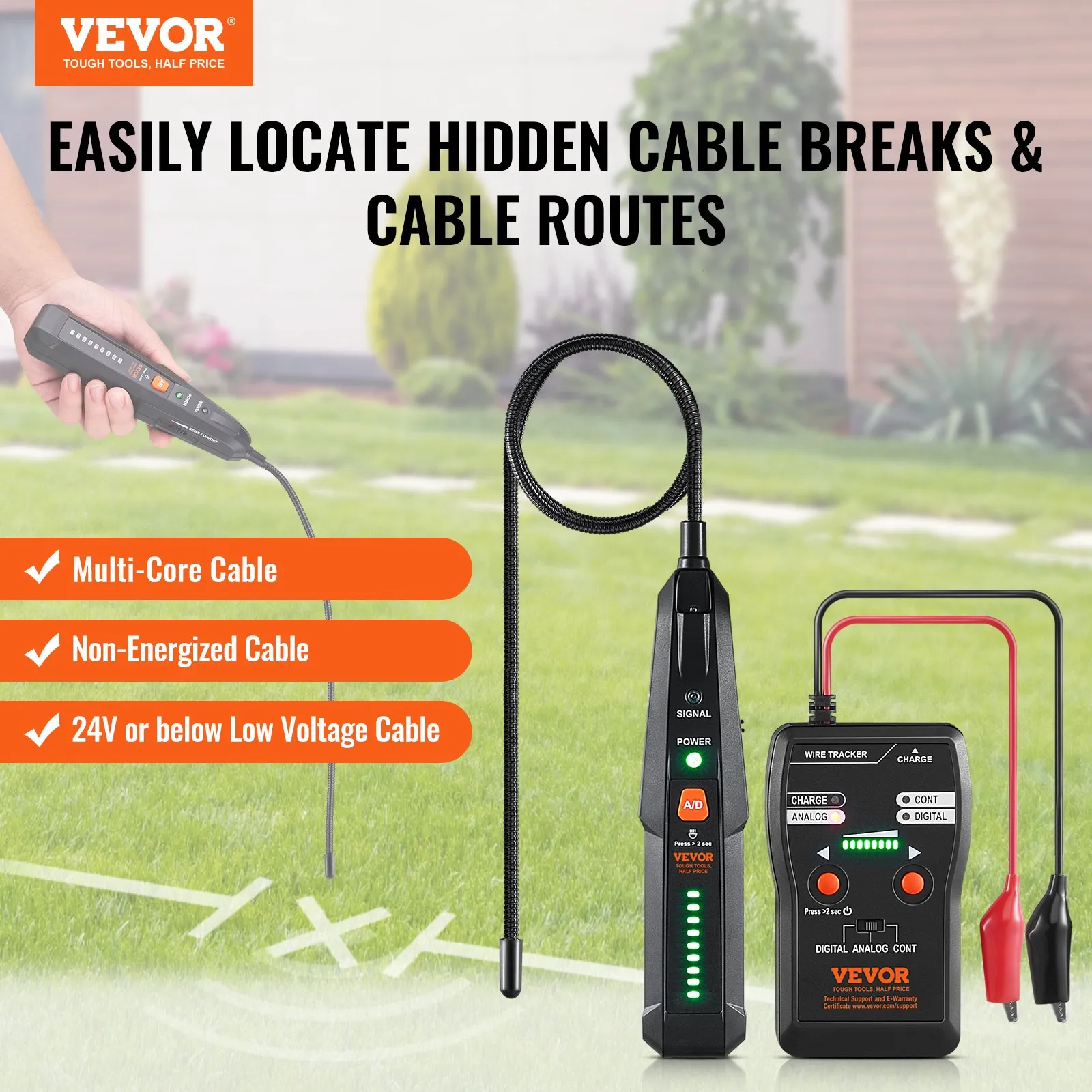 Underground Cable Locator, 6.5FT Depth, 3280FT Length, for Pet Fence/Sprinklers