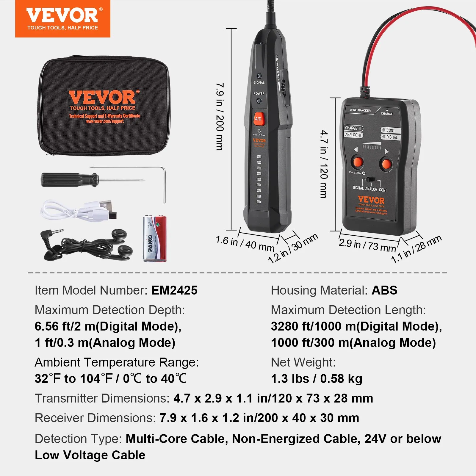 Underground Cable Locator, 6.5FT Depth, 3280FT Length, for Pet Fence/Sprinklers