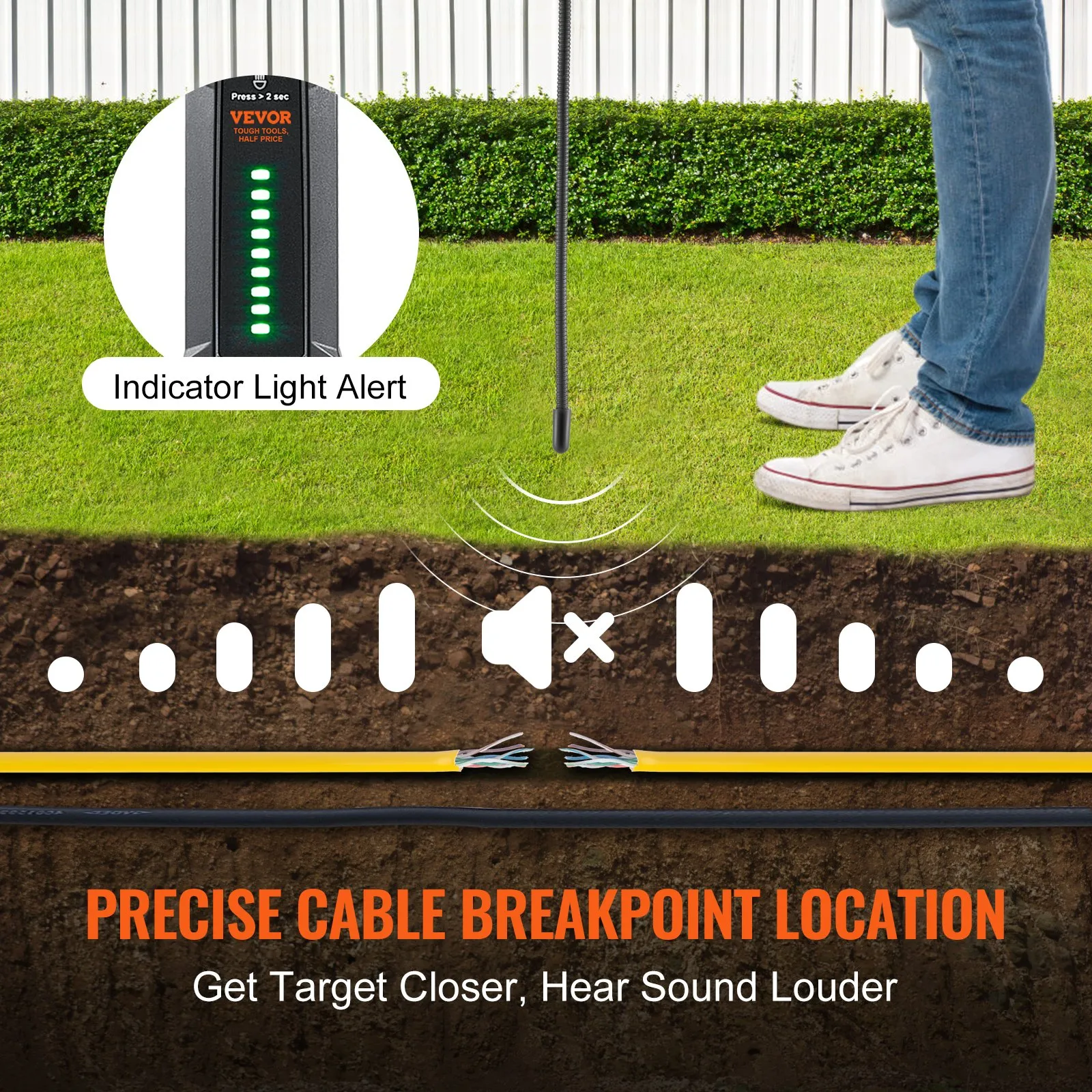 Underground Cable Locator, 6.5FT Depth, 3280FT Length, for Pet Fence/Sprinklers