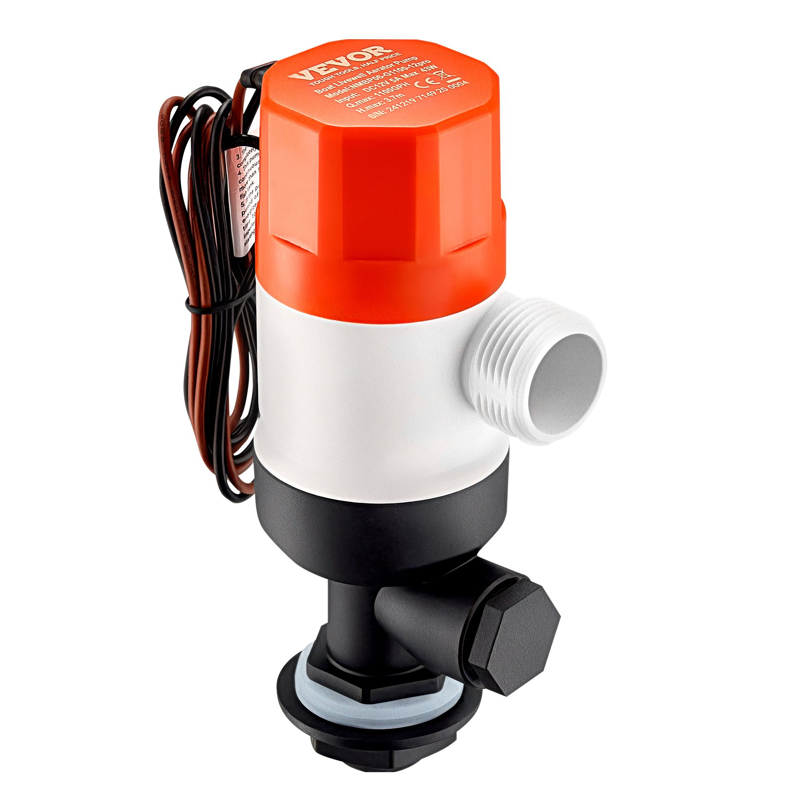 Livewell Pump for Boat 12V 1100GPH Livewell Aerator Pump Straight 2 Inlets - Picture 1 of 12