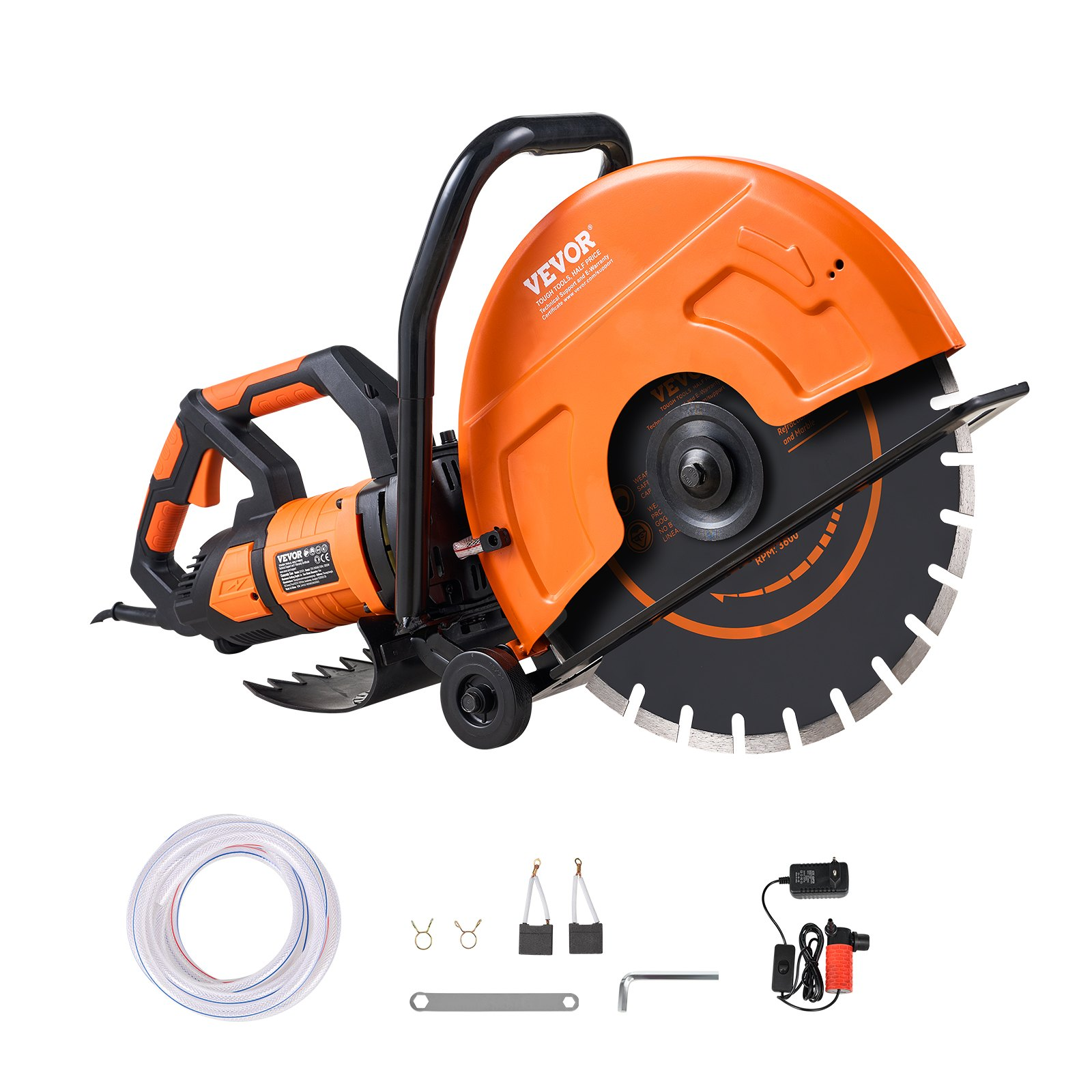 16&Prime; Electric Concrete Saw 3200W, Wet Cutter w/ Blade, Pump, 6&Prime; Depth, 15A