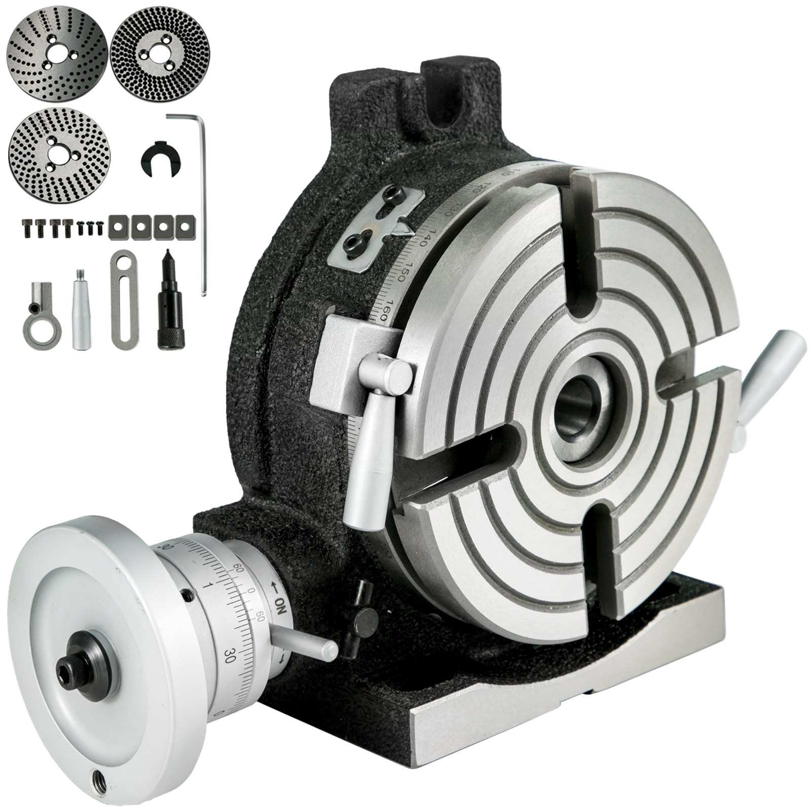 6" Rotary Table Horizontal Vertical 4-Slot w/ Dividing Plates Milling Tool
