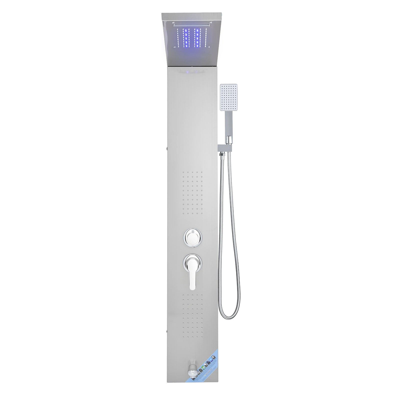 Shower Panel Tower System Stainless Steel Column Rainfall Waterfall Head 5 Modes
