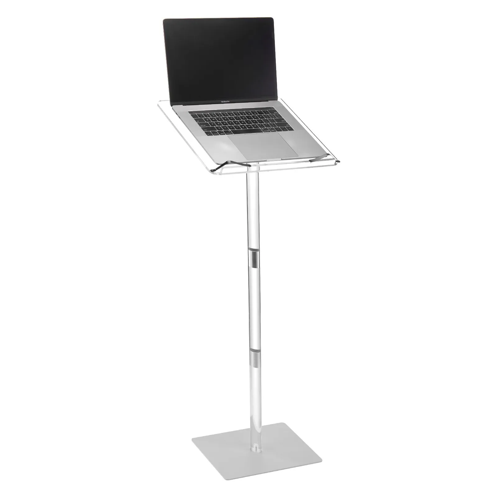 Podium Stand 43 in Acrylic Lectern Adjustable Angles with Metal Base Classroom