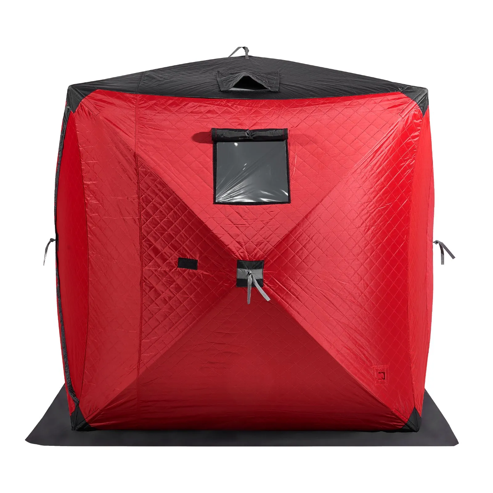 Portable Insulated Ice Shelter 3-4 Person Pop-Up Ice Fishing Tent 71"x71", Red