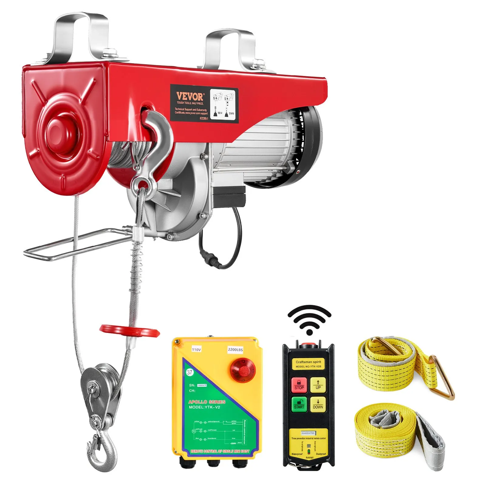 2200LB Electric Hoist 110V 1600W Wireless Attic Lift 40FT Cable Copper Motor