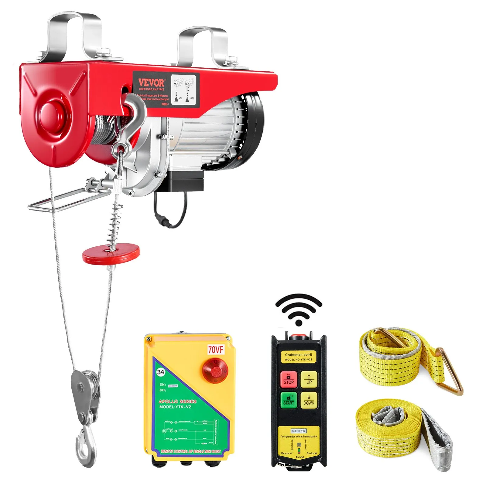 Tuspuzz 880LB Electric Hoist 110V 850W Wire Winch w/ Wireless Remote Lift