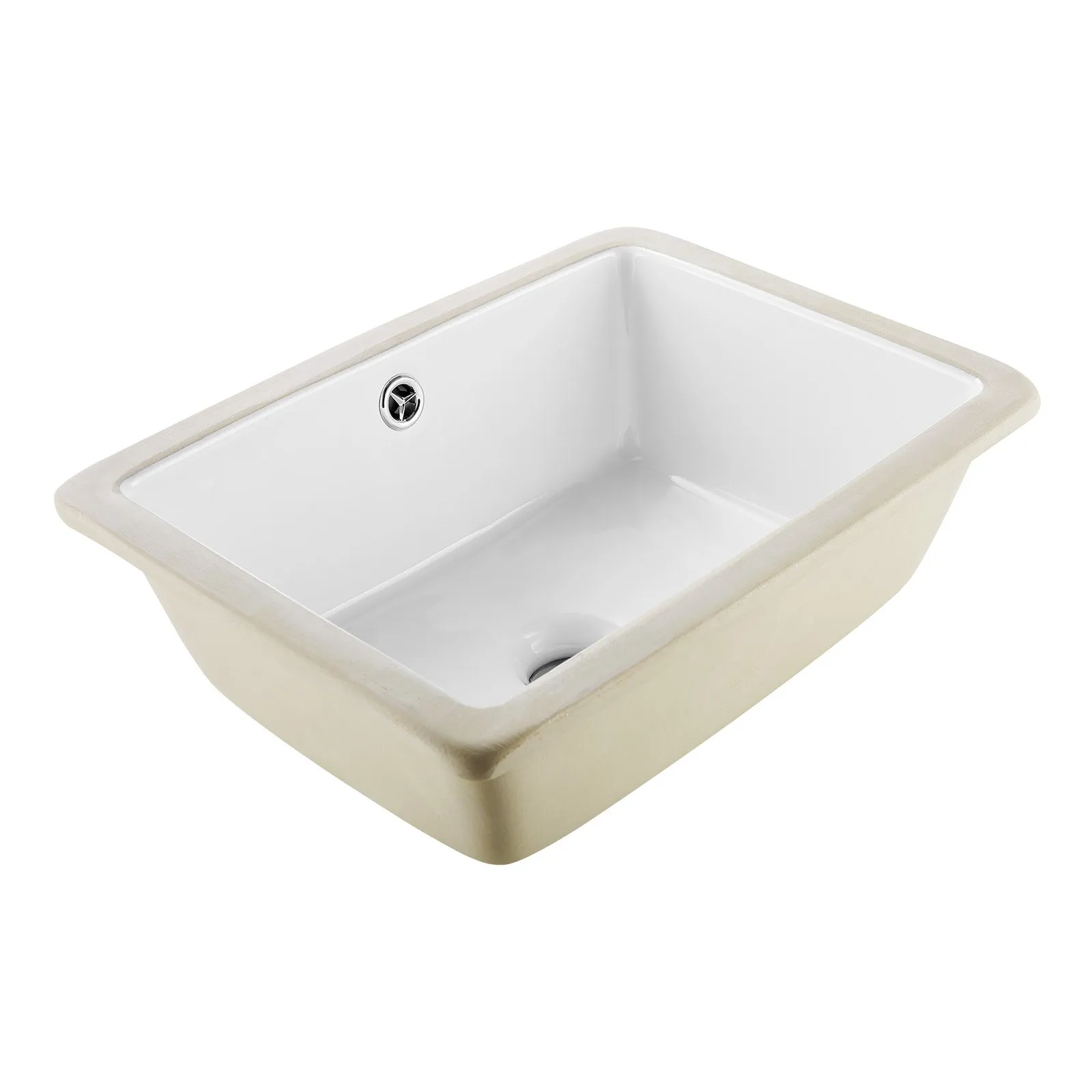 Undermount Bathroom Sink 15.8x12in Rectangular White Ceramic w/ Overflow