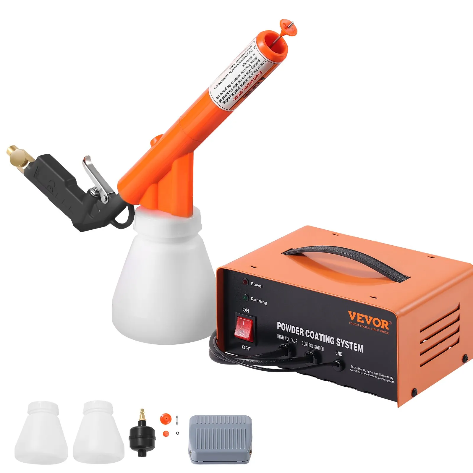 50KV Powder Coating System, Electrostatic Powder Coat Kit w/ Gun Foot Switch