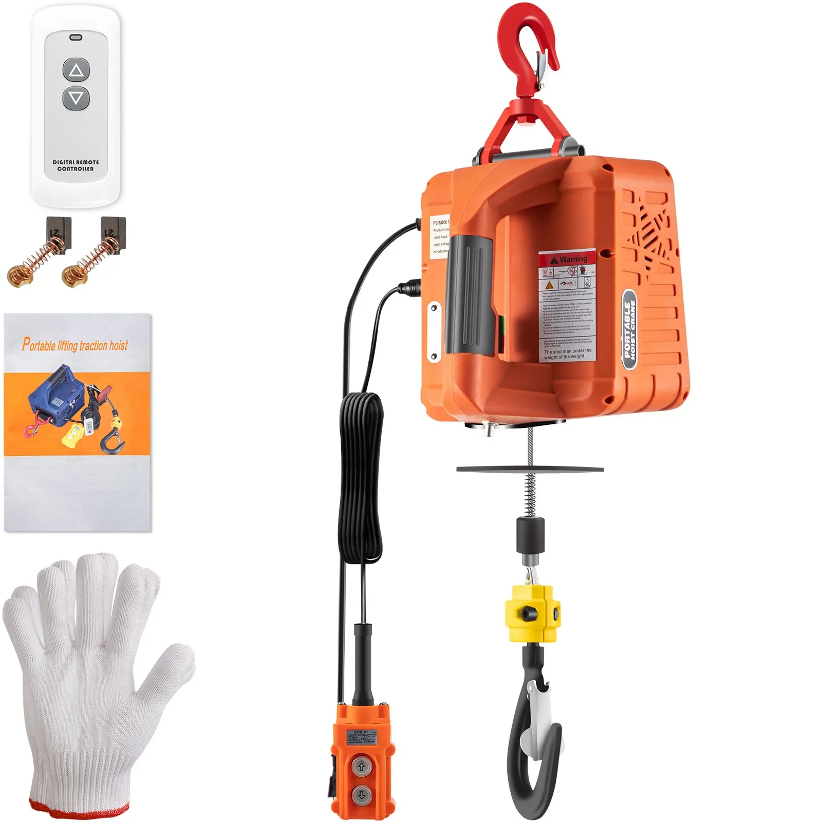 3-in-1 Electric Hoist Winch 1100 lb, 110V Portable Power Winch, 25 ft Lift