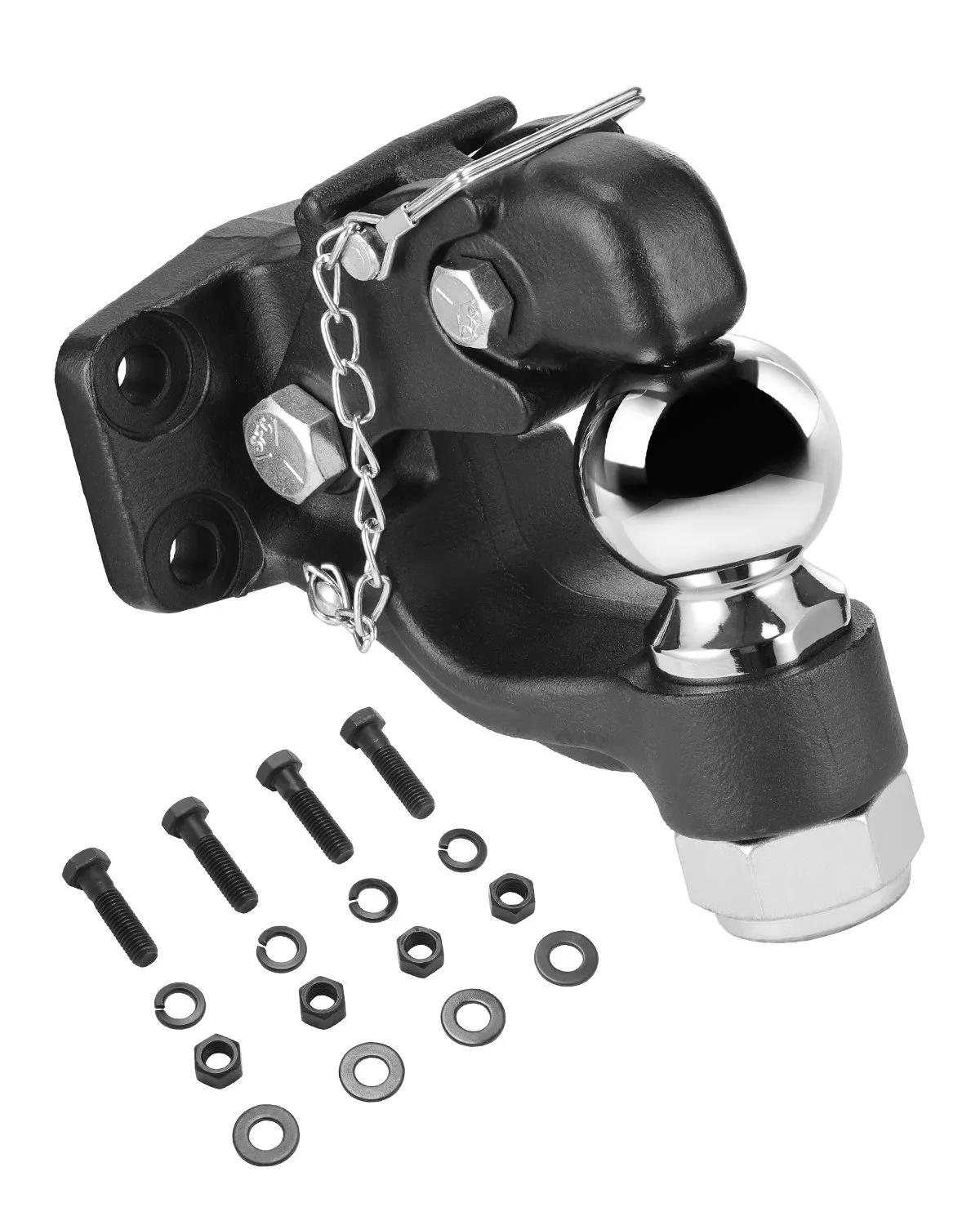 30,000LB Pintle Hook Hitch w/ 2-5/16″ Ball Fits 2.5-3″ Lunette Ring
